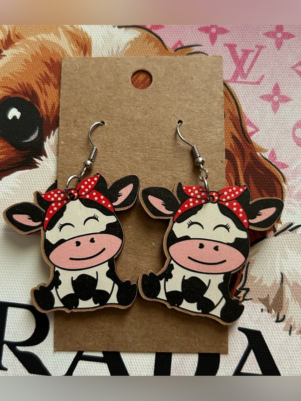 ❤️ NEW ❤️ Cute Cow Wood Earrings ❤️